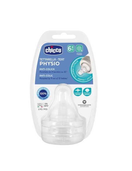 CHICCO TETINA SILICONA CHICCO PHYSIO 6M+ FLUJO PAPILLA 2 U