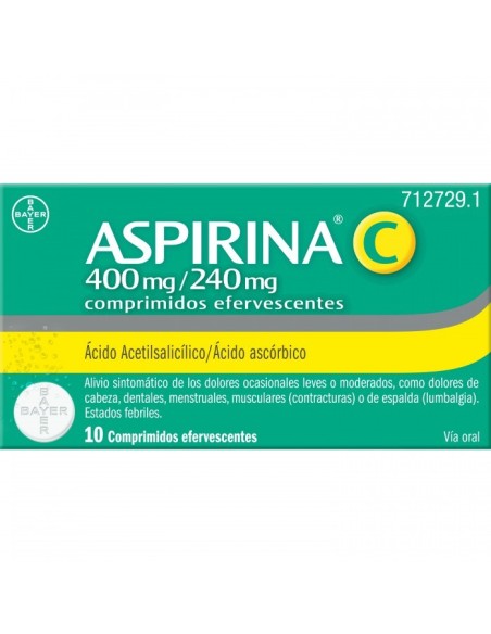 ASPIRINA C 400/240 MG 10 COMPRIMIDOS EFERVESCENTES