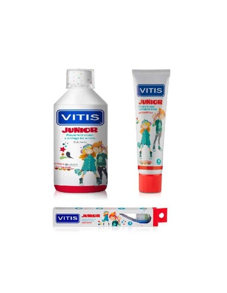 VITIS PACK JUNIOR GEL 75ML+CEPILLO+COLUTORIO 500ML +6A