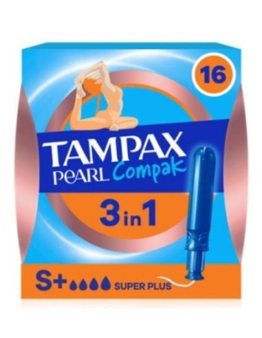 TAMPAX COMPAK PEARL TAMPON 100%ALGODON  16 UNIDADES SUPER PLUS