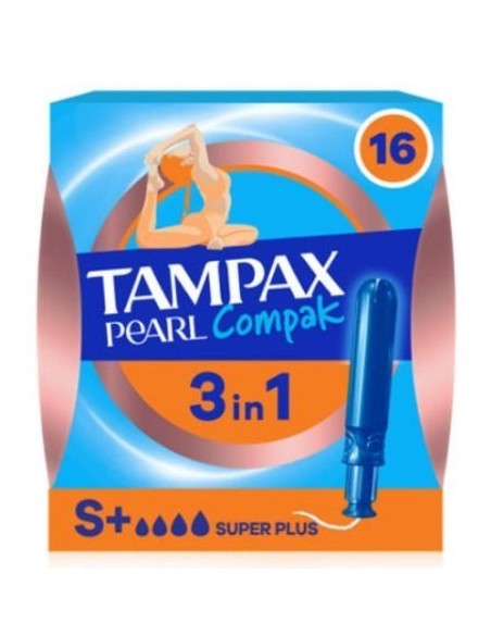 TAMPAX COMPAK PEARL TAMPON 100%ALGODON  16 UNIDADES SUPER PLUS