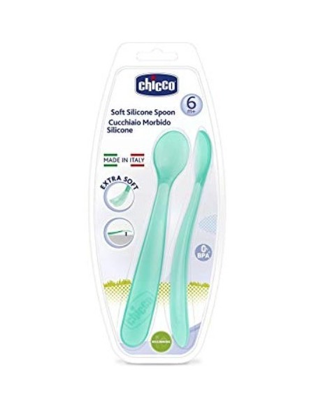 CHICCO CUCHARA SILICONA EASY TRAINING  +6 MESES 2 UNIDADES COLOR AZUL