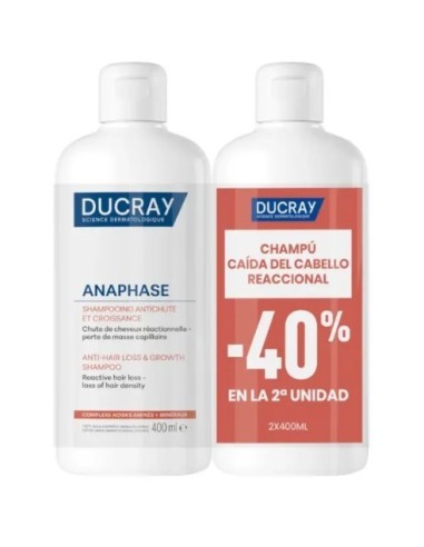 ANAPHASE DUCRAY CHAMPÚ CAÍDA REACCIONAL PACK 2a UNIDAD AL 40% 400 ML