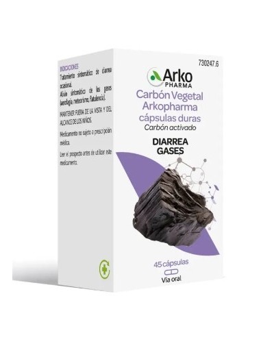 CARBON VEGETAL ARKOPHARMA 225 MG 45 CAPSULAS