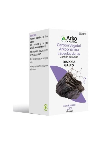CARBON VEGETAL ARKOPHARMA 225 MG 45 CAPSULAS