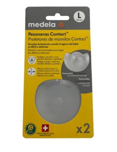 PEZONERA CONTACT MEDELA SILICONA TALLA L, 2 UNIDADES