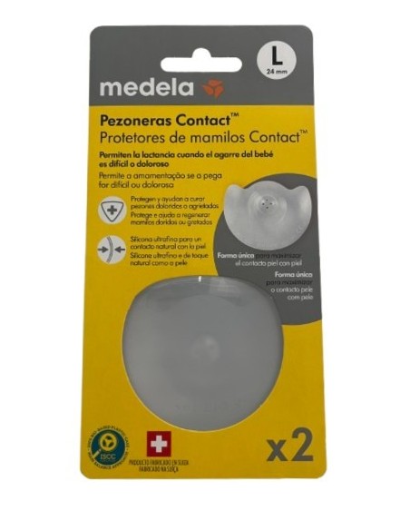 PEZONERA CONTACT MEDELA SILICONA TALLA L, 2 UNIDADES