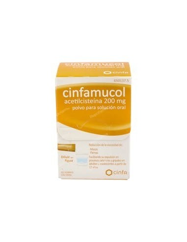 CINFAMUCOL ACETILCISTEINA 200 MG 20 SOBRES POLVO SOLUCION ORAL