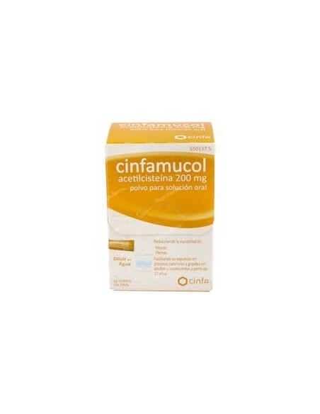 CINFAMUCOL ACETILCISTEINA 200 MG 20 SOBRES POLVO SOLUCION ORAL