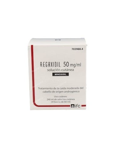 REGAXIDIL 50 MG/ML SOLUCION CUTANEA 4 FRASCOS 60 ML