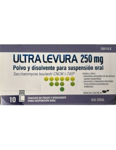 ULTRA-LEVURA  250 mg 10 FRASCOS POLVO Y DISOLVENTE PARA SUSPENSION ORAL