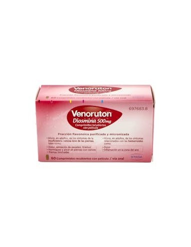 VENORUTON DIOSMINA 500 mg 60 COMPRIMIDOS RECUBIERTOS