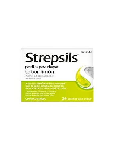 STREPSILS 24 PASTILLAS PARA CHUPAR (SABOR LIMON)
