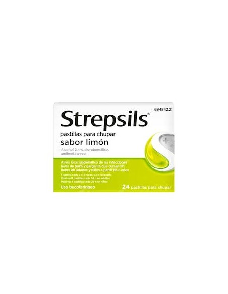 STREPSILS 24 PASTILLAS PARA CHUPAR (SABOR LIMON)