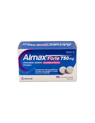 ALMAX FORTE 750 mg 48 COMPRIMIDOS MASTICABLES SABOR FRESA