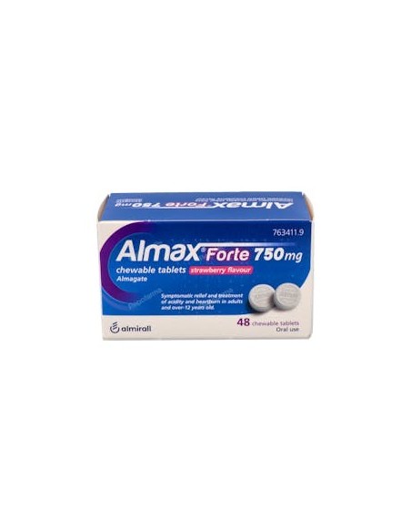 ALMAX FORTE 750 mg 48 COMPRIMIDOS MASTICABLES SABOR FRESA
