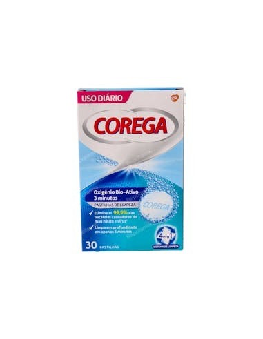 COREGA OXIGENO BIO ACTIVO 3 MINUTOS 30 TABLETAS LIMPIADORAS