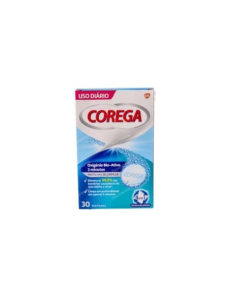 COREGA OXIGENO BIO ACTIVO 3 MINUTOS 30 TABLETAS LIMPIADORAS