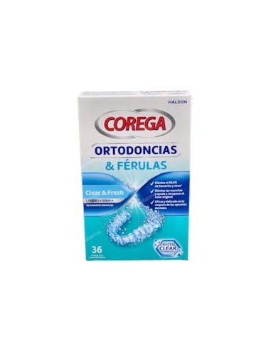 COREGA ORTODONCIAS & FERULAS  36 TABLETAS LIMPIADORAS