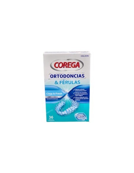 COREGA ORTODONCIAS & FERULAS  36 TABLETAS LIMPIADORAS