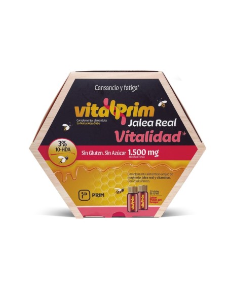 VITALPRIM JALEA REAL VITALIDAD SIN AZUCARES 20 VIALES 10 ML SABOR FRUTAS DEL BOSQUE