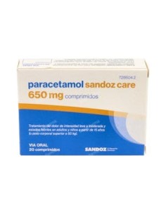 PARACETAMOL SANDOZ CARE EFG 650 MG 20 COMPRIMIDOS