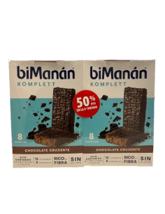 BIMANAN DUPLO 2 UNIDAD 50% BARRITAS CHOCOLATE CRUJIENTE 8 UNIDADES