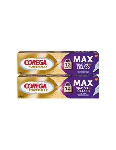 COREGA MAX FIJACION + SELLADO ADHESIVO PROTESIS DENTAL 2 ENVASES 40 g