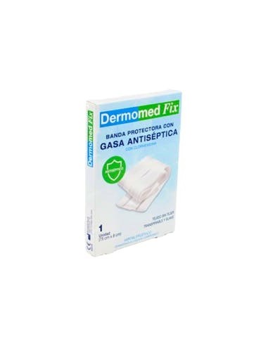 DERMOMED FIX BANDA PROTECTORA CON GASA ANTISEPTICA 1 UNIDAD 75 cm x 8 cm