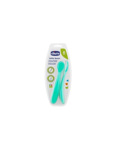 Chicco Cuchara Silicona Easy Training +6 Meses Azul 2 Unidades