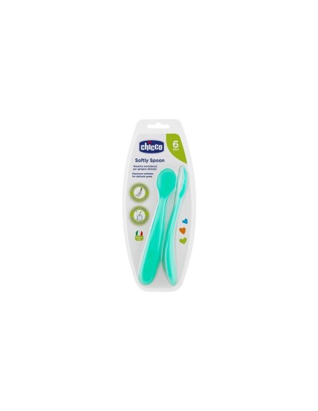 Chicco Cuchara Silicona Easy Training +6 Meses Azul 2 Unidades