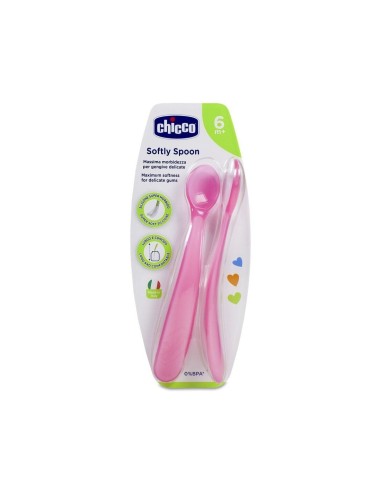 Chicco Cuchara Silicona Easy Training +6 Meses Rosa 2 Unidades