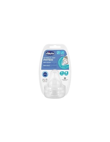 Chicco Tetina Silicona Physio 2M+ Flujo Medio 2 Unidades