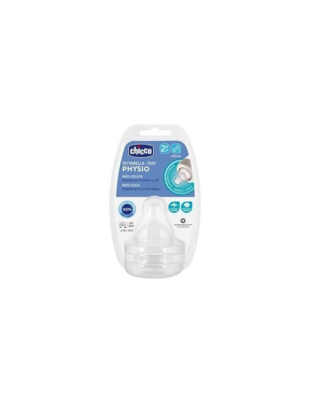 Chicco Tetina Silicona Physio 2M+ Flujo Medio 2 Unidades