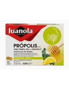 JUANOLA PROPOLIS CON HIEDRA, MIEL, ZINC Y VITAMINA C 24 PASTILLAS DE GOMA