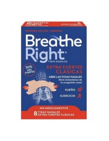BREATHE RIGHT TRANSPARENTES EXTRA FUERTES 8 UNIDADES