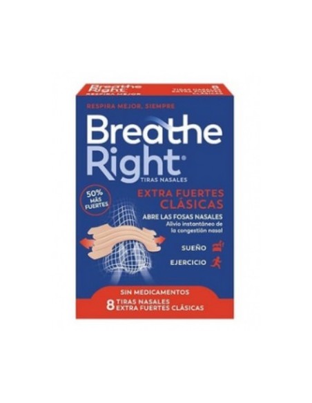 BREATHE RIGHT TRANSPARENTES EXTRA FUERTES 8 UNIDADES