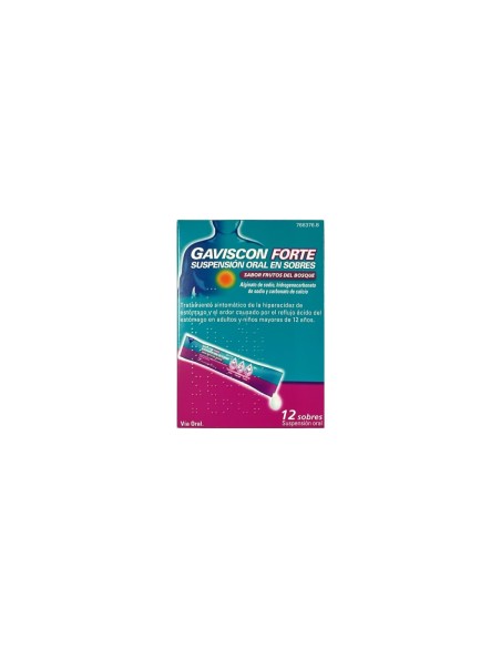 GAVISCON FORTE 12 SOBRES SUSPENSION ORAL 10 ml (SABOR FRUTOS DEL BOSQUE)