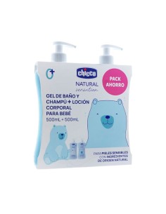 CHICCO NATURAL SENSATION PACK GEL-CHAMPÚ 500 ML + LOCIÓN CORPORAL 500 ML