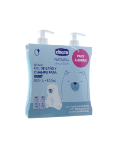 CHICCO NATURAL SENSATIONS PACK GEL BAÑO Y CHAMPU 500 ML