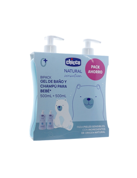 CHICCO NATURAL SENSATIONS PACK GEL BAÑO Y CHAMPU 500 ML
