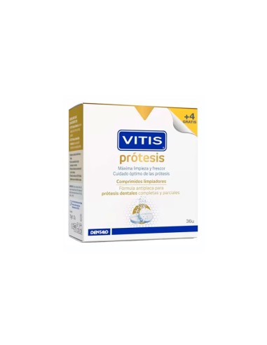 VITIS PROTESIS DENTAL COMPRIMIDOS LIMPIADORES 32 + 4 UNIDADES