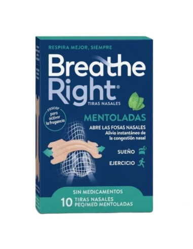 Breathe Right Tiras Nasales Mentoladas 10 Unidades