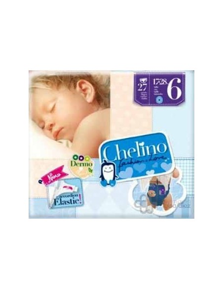 PAÑAL CHELINO FASHION LOVE TALLA 6 PARA 17-28 KG 27 UNIDADES