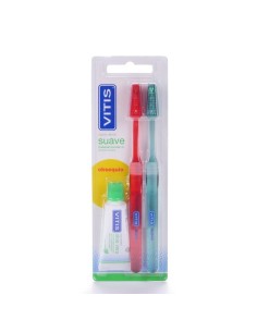 VITIS DUPLO CEPILLO SUAVE CABEZAL NORMAL + PASTA DENTÍFRICA 15 ML