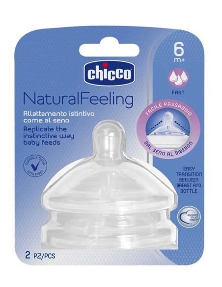 CHICCO NATURALFEELING TETINA SILICONA ANTICÓLICO FLUJO PAPILLA 6M+ 2 UNIDADES